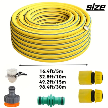 5/10/20m Heavy-Duty Rubber Garden Hose - Scratch & Wear Resistant, Leak-Proof, All-Season for Home, Balcony & Car Washing