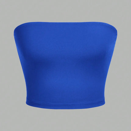 3 Women's Strapless Vest Sleeveless Crop Top Lady's Flat-Mouth Navel-Wrapped Chest Top Party Outfit Strapless Vest Clothing