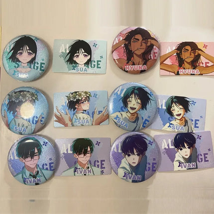 6Pcs/Box Anime Korean Manga Alien Stage Mizi Sua Ivan Till Hyuna Luka Laser card Cartoon Cosplay Badge Pin Tinplate Brooch Gift