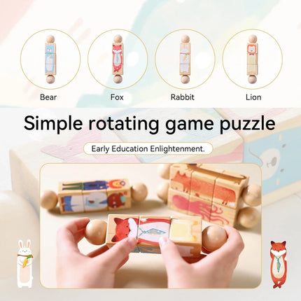 Baby Wooden Rattle Montessori Toy Hand-on Develop Ability Toy Newborn Soothing Toy 0 12 Months Rotating Puzzle Educational Toy