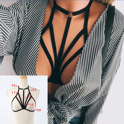 Sexy Bandage Bras Binding Sraps Lingerie Breathable Sexuable  Black Cupless Bra Hollow Elastic Cage Bra Bandage Strappy