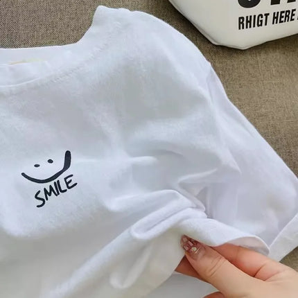 1-7T Kids Boys Spring Basic T-shirt Children Autumn Long Sleeved White Pullover Baby Girls Pure Cotton Loose T-shirt Top Clothes