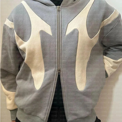 Harajuku Y2K Couple Zipper Hooded Coats Fashion Women Long Sleeve Retro American Hoodies Casual Letter Printed New Sweatshirts