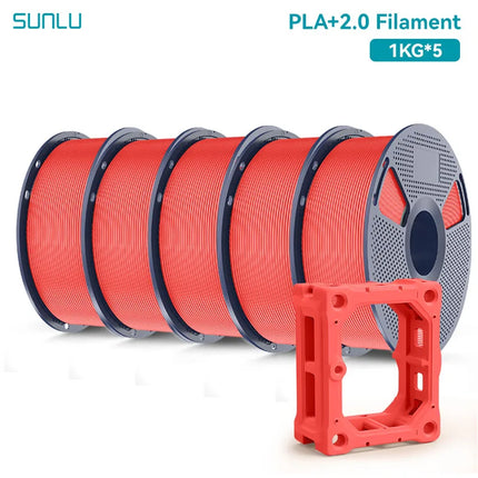 SUNLU 5KG PLA Plus 2.0 3D Printer Filament 1.75mm 1000g Spool (2.2lbs) Neatly Arranged No Knot Filament Fit Most FDM Printer