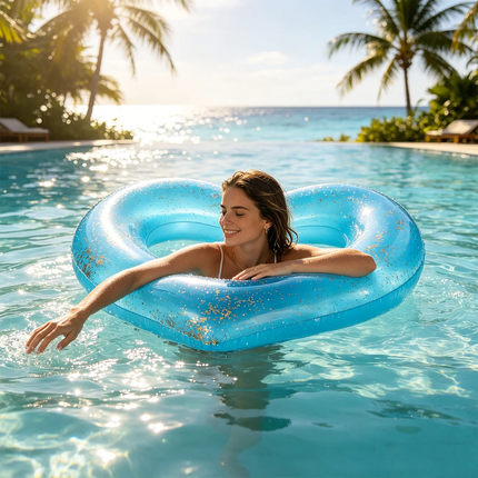 1PC Heart Shaped Inflatable Swim Ring, Float Water for Pool and Beach, Unique Summer Design Material Fun Outdoor