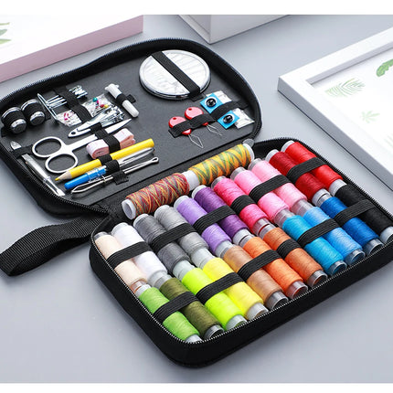 Complete Sewing Kit with Threads Needles Scissors Tape Measure Buttons Portable Travel DIY Embroidery Handwork Sewing Tool Set