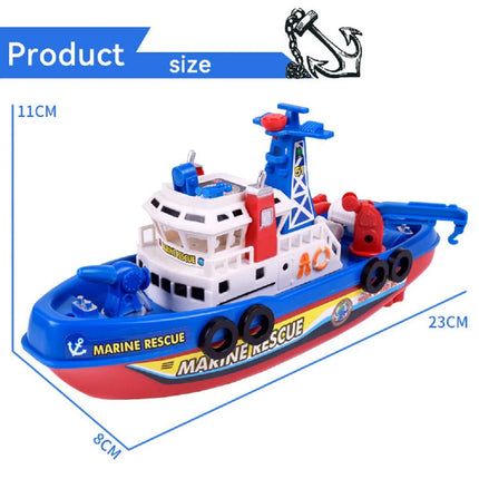 Children's Sprinkler Electric Boat Bathing Toy Rescue Model Fire Boat LED 3-6 Year Old Puzzle Toy with Light and Music