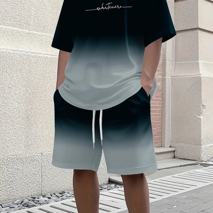 Summer Casual Men's T-Shirt and Shorts Set 2026 Sportswear Set Plus Size Short-Sleeve T-Shirt Drawstring Pocket Shorts Set