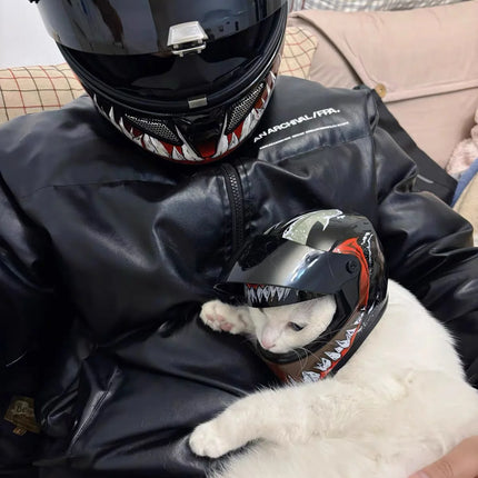Small Dog Cat Pet Helmet Multi Pattern ABS Protective Hat Adjustable Strap Outdoor Bike Riding Travel Pet Photo Costume