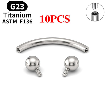 10/50PCS G23 Titanium Piercing Labret Lip Studs 16G CZ Internally Threaded Nose Septum Ring Eyebrow Tragus Cartilage Jewelry