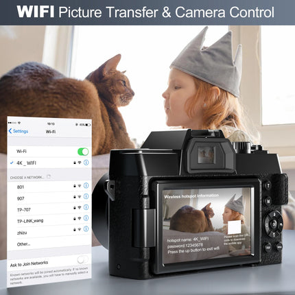 NBD S100F 4K Digital Camera Vlogging 48MP 3"Flip Screen Autofocus 16X Zoom Compact Camera YouTube Wifi Connection