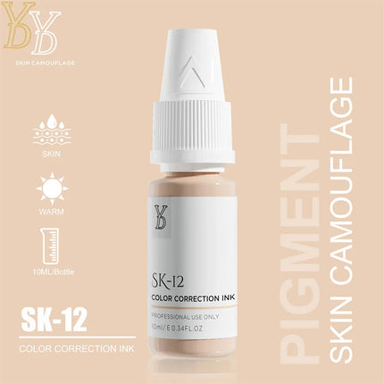 YDPMU 10ML Skin Camouflage Pigment Semi Permanent Makeup Tattoo Ink for Scar Vitiligo Stretch Mark Conceal Restore Skin Tones