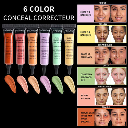 Full Coverage Waterproof Liquid Concealer LongLasting Oil Control Green Purple Orange Contour Matte Nude Facial Concealer Makeup