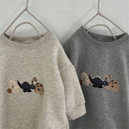Spring and Autumn Baby Clothes New Baby and Toddler Looped Cotton Long Sleeved Cartoon Rompers Cute Dinosaur Triangle Clothes