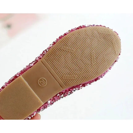 2025 Spring 1 to 12 years old girls dress shoes Beauty Pointed Toe Teen Girl Leather Shoes Bling Princess Wedding Shoes