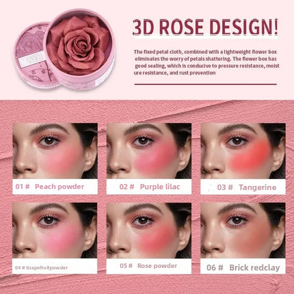 Rare Beauty 3D Petal Rose Blush Shimmer Makeup Highlighter with Real Rose Flower Gift Rubor Forma Rosa long lasting For Women