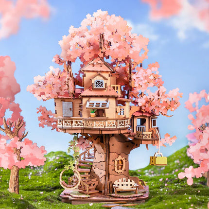 Robotime Sakura Tree House 3D Puzzles DIY Model Building Toy Wooden Craft Kits Hobby for Adult Brain Teaser Gift