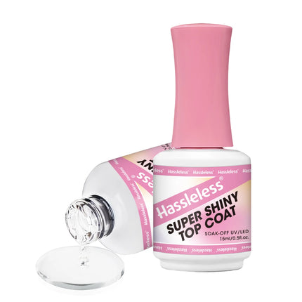 Hassleless Single Pack Ultra-Gloss Top Coat Gel Nail Polish - Glossy gel top coat, clear and removable LED nail polish, long-las