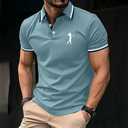 New men's solid color polo shirt, classic men's short-sleeved polo shirt, high-quality casual business polo shirt, social me