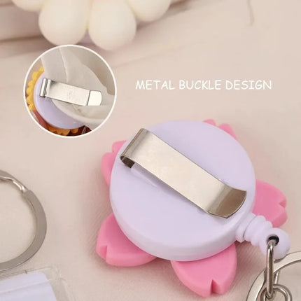 1pcs New Resin Flowers Retractable Nurse Badge Reel Cute Floral Girls Students Doctor ID Card Holder Keys Lanyard