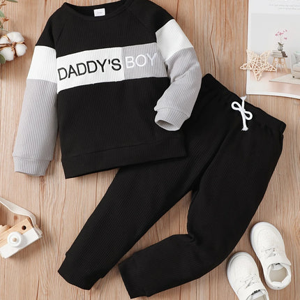 Winter Newborn Infant Baby Boy Long Sleeve Knitted    Soft  Waffle  Letter Casual Fashion Baby Clothing