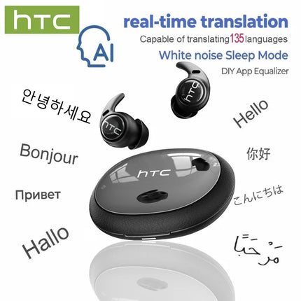 HTC NE76 TWS Wireless Earbuds AI Translator Sleep Mini Invisible ENC Noise Cancelling Bluetooth 5.3 Low Latency Headphones