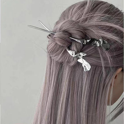 New Metal Hairpins Luxury  Women Hair Clip Pins Red Flower Hair Stick Hairstyle Design Tool Hair Accessories Gifts