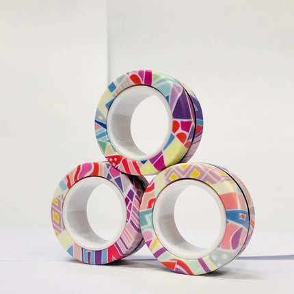 3pcs Fidget Toy Set Finger Magnetic Rings Colorful Adult Magnets Spinner Rings for Relieve Stress Anxiety Relief Therapy