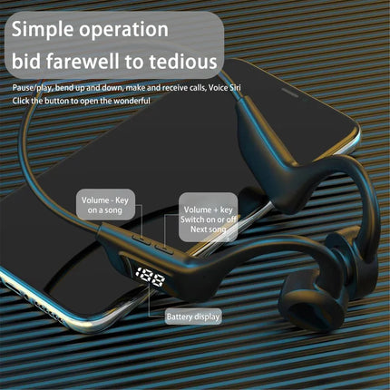 New Real Bone Conduction Wireless Earphone Sport Headphone Bluetooth-Compatible Headset Hands-free with Mic for Running