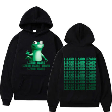 Interesting lizard meme pattern letter print men's hoodie retro fashion hoodie autumn and winter hoodie