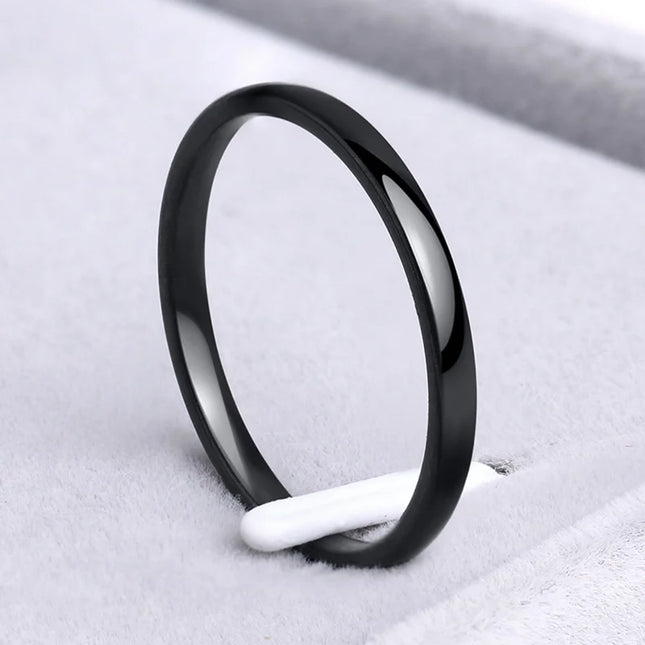 2mm Thin Gold  Simple Titanium Steel Wedding Rings for Man or Woman Valentine's Day Present