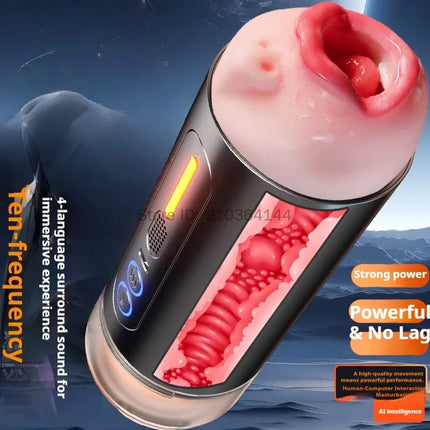 Deep Throat Realistic Oral Vagina Blowjob Heating Vibrating Sex Machine Automatic Masturbation Cup Male Masturbator 18+ Sex Toys