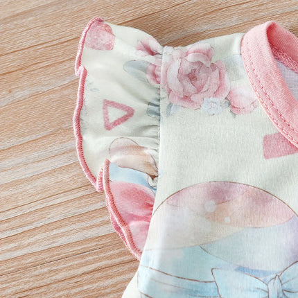 IURNXB Newborn Baby Romper for Girls Adorable Squirrel & Hot Air Balloon Print Sleeveless Onesie Casual Clothing Playwear 0-12M