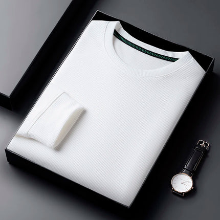 Men's Casual Waffle Round Neck T-shirt Breathable, Comfortable, and Fashionable Long Sleeved T-shirt