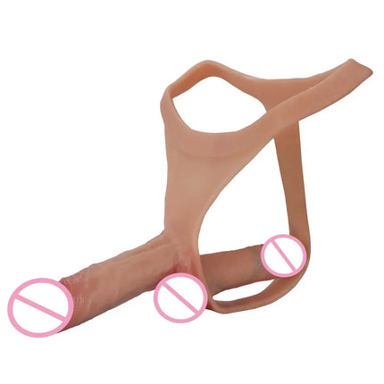 Silicone Double Penis Dildo Wearing Pants Dick Realistic Penis Toy for Lesbian Couple Strap on Masturbator Adult Sex Toys