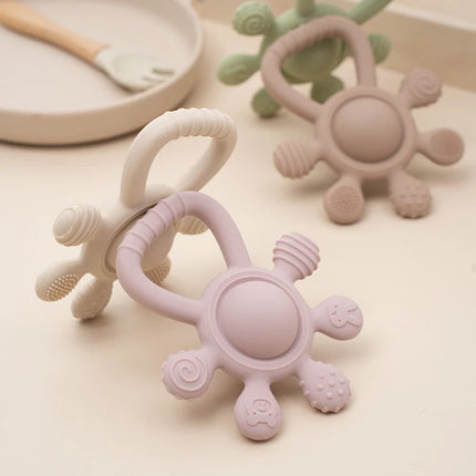 Baby Silicone Teether Rattle Toys BPA Free Palm Design Chewing Toy for Infants Newborn Gifts Easy to Grip Babies Teething Toys