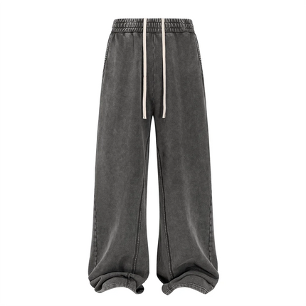 ZODF Retro 2025 Autumn Men 380gsm Washed Cotton Pants Unisex Distressed Loose Terry Sport Trousers Sweatpants HY1079