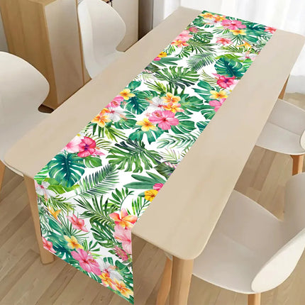 Summer Hawaiian Floral Plastic Tablecloth Flamingo Table Runner Candy Bags For Tropical Hawaiian Birthday Party Decorations