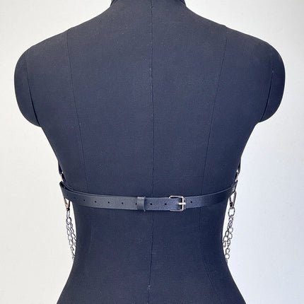 Fashion Chest Chain for Women Sexy PU Leather Body Harness Tassel Chain Bdsm Bondage Belts Clothing Exotic Accessories