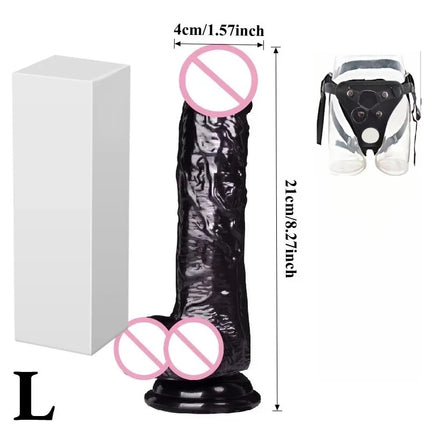 Realistic Black Wear Strap on Anal Plug G-Spot Masturbators Suction Cup Big Dildos Butt Plug Long Dick Adult Sex Toy for Women18