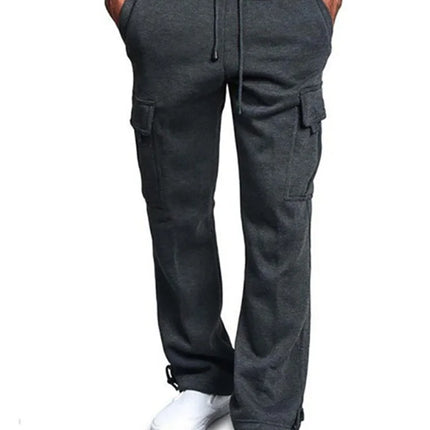 Men's  Cargo Pants Loose Drawstring Sweatpants with Pockets Sports Straight Trousers Jogging Long Pants Hip Hop Streetwear