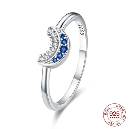 New Rings 925 Silver Ring Original Five-Petal Clover Blue Lotus Ring For Women Luxury Zircon Simple Finger Ring Jewelry Gifts