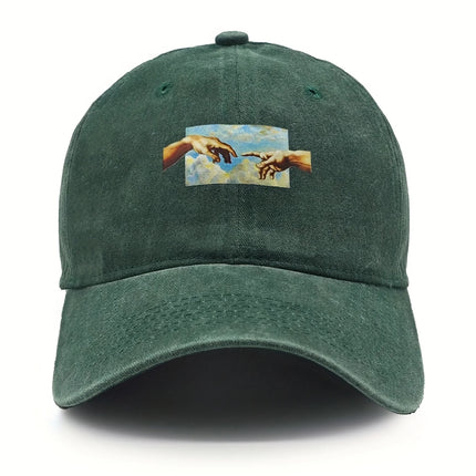 Vintage printed baseball cap, vintage and versatile for both men and women, daily casual and fashionable curved brim hat