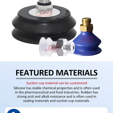JXD Vacuum Suction Cup for Industrial Manipulator: VASB-30-1/8, Silicone Suction Nozzle VAS-15-1/8, Metal Fitting Suction Cup