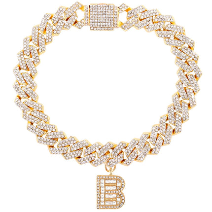 New 14MM Iced Out Cuban Chain 26 Initial Letter Anklets for Women Bling Paved Rhinestone Hip Hop Ankle Bracelet Barefoot Jewelry