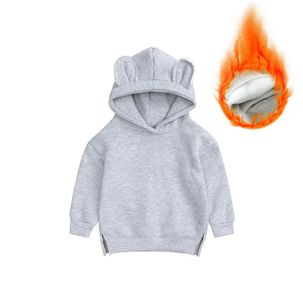 Custom Kids Bear Hooded Sweatshirt Thicken Fleece Warm Clothes Family Match Mom Baby Boys Girls Hoodies Personalized Tracksuit