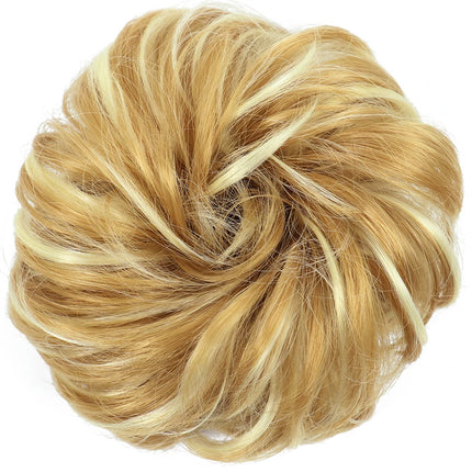 Azqueen Synthetic Messy Bun Chignon Donut Gary Brown Color Hair Bun Pad Elastic Hair Rope Rubber Band Hair Extensions