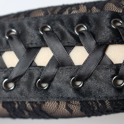 Sexy Lace Strap Gloves Long Ribbon Half Finger Prom Gloves Show Nightclub Dinner Cosplay Punk Gothic Lolita Cool Glove