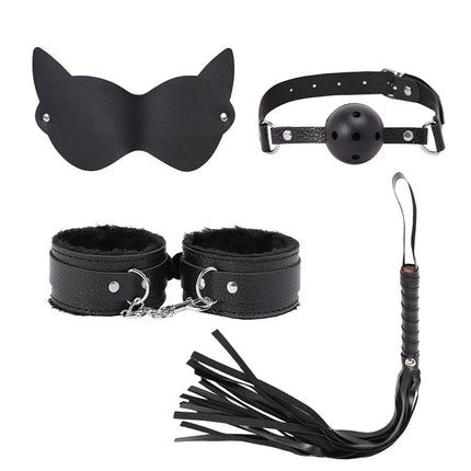 Sex Toys BDSM Bondage Kits Genuine Leather Restraint Set Handcuffs Collar Gag Vibrators Sex Toys For Women Couples Adult Games