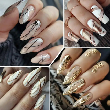 Gold Silver Metallic Chrome Mirror Super Bright Liner Paint Gel French UV LED Semi Permanent Nail Polish Nail Gel